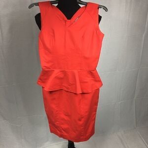 H & M red size 2 sheath with ruffle dress zipper